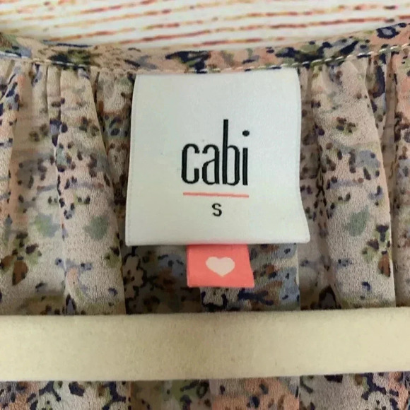 CAbi Sienna Peasant Blouse Floral Sheer Tie Neck - Picture 5 of 11